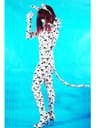 Black Dot Lycra Spandex Unisex Zentai Catsuit with Tail